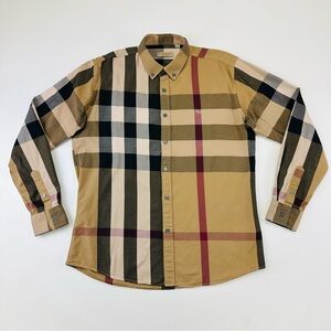 Burberry check cotton poplin button down shirt XXL classic check mens casual